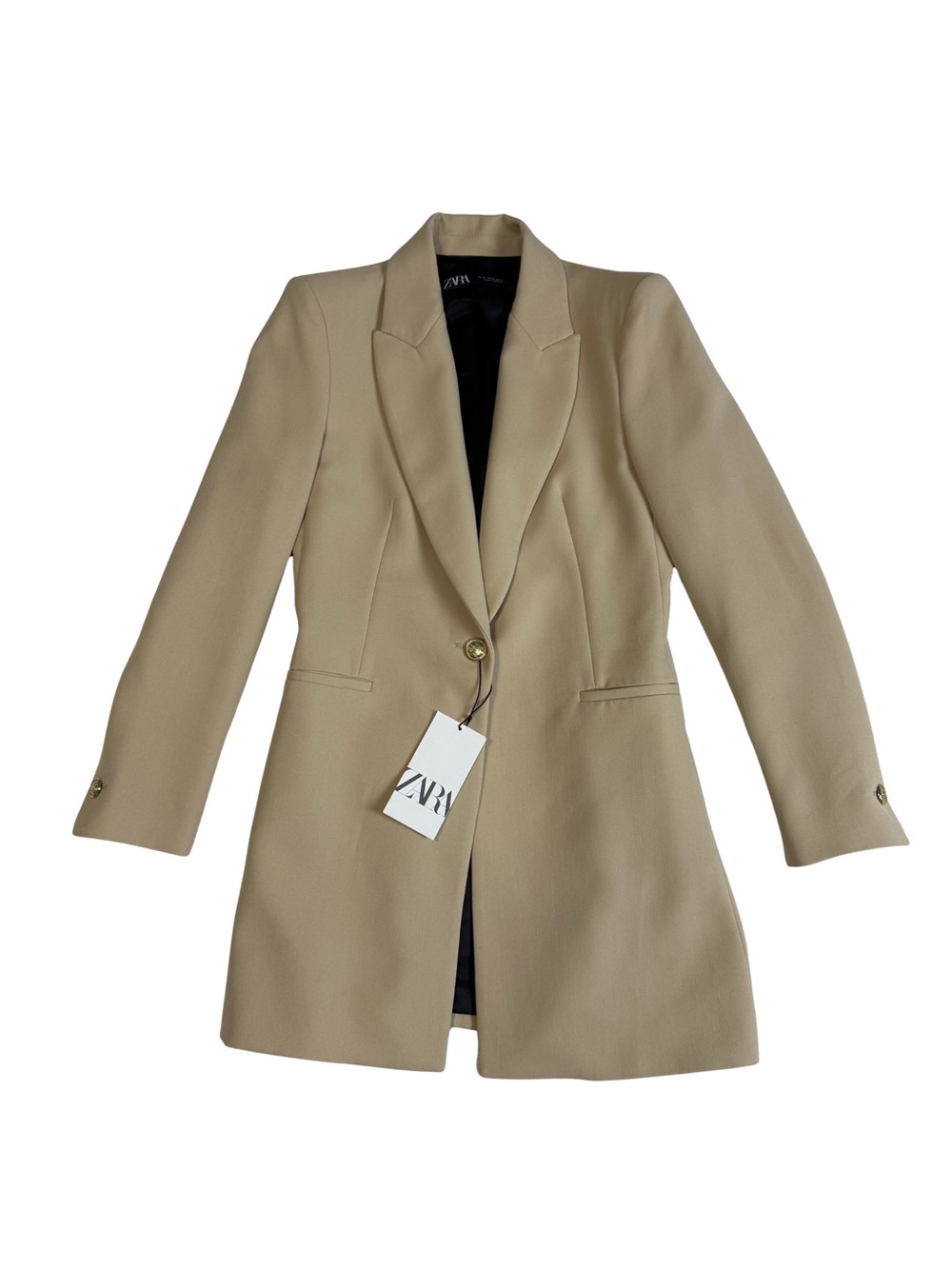 Zara Women's Single-Button Tan Blazer Coat size XS